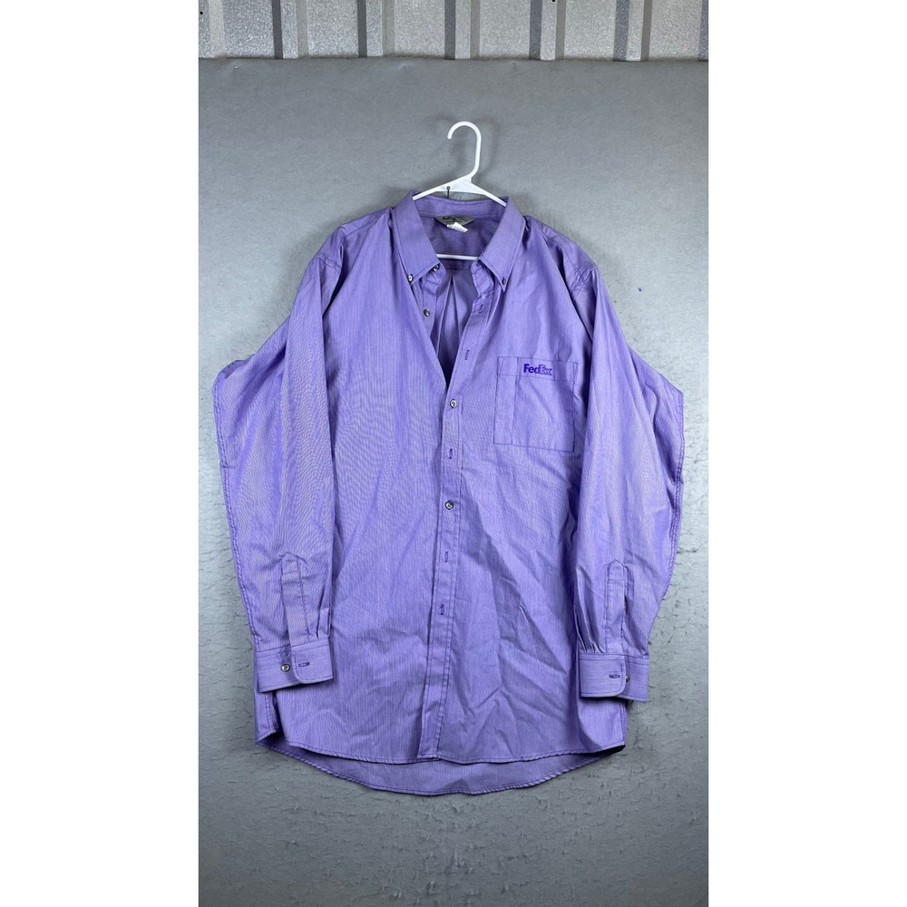 FedEx Stan Herman VF Imagewear Button Down Shirt Mens 17.5 Purple Uniform Work